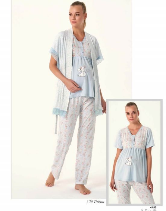 Feyza Sabahlıklı Hamile Lohusa Pijama Takım 4483