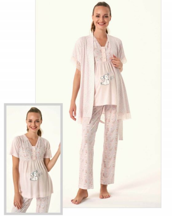 Feyza Sabahlıklı Hamile Lohusa Pijama Takım 4483-2