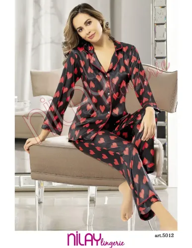 Nilay 5012 Saten Empirme Pijama Takım