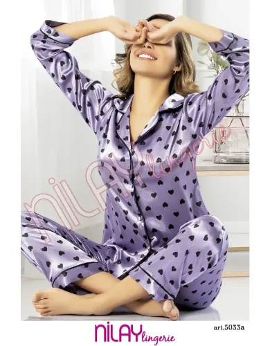 Nilay 5033 Saten Empirme Pijama Takım