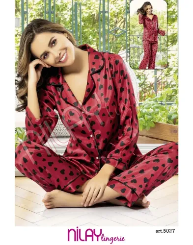Nilay 5027 Saten Empirme Pijama Takım
