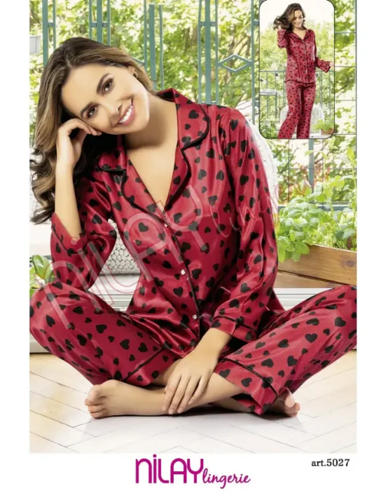 Nilay 5027 Saten Empirme Pijama Takım
