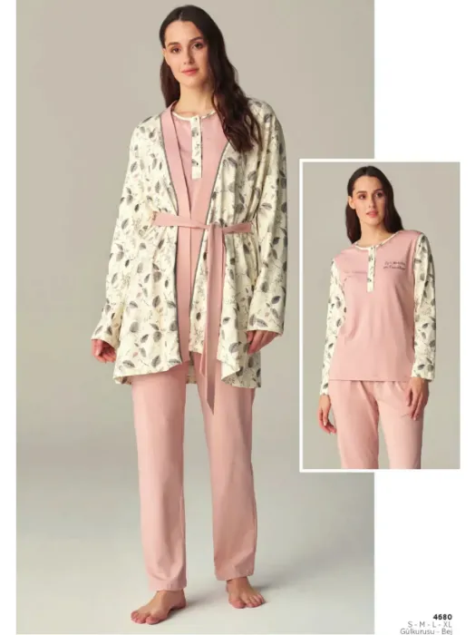 Feyza 4680 Sabahlıklı Pijama Takımı