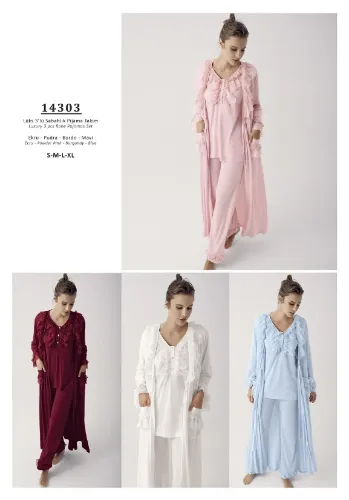 Artış 14303 Sabahlıklı Pijama Takım