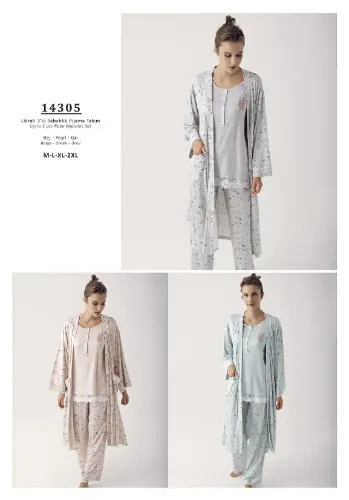 Artış 14305 Sabahlıklı Pijama Takım