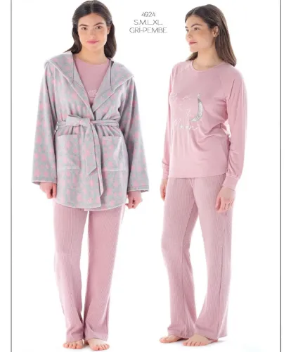 Feyza 4924-2 Sabahlıklı Pijama Takımı