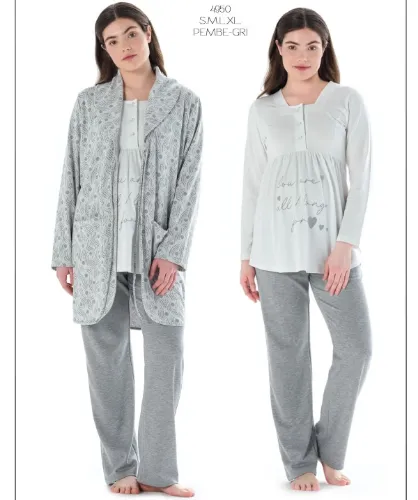 Feyza 4950 Sabahlıklı Hamile Pijama Takım