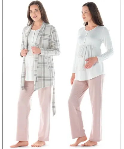 Feyza 4933 Sabahlıklı Hamile Pijama Takım