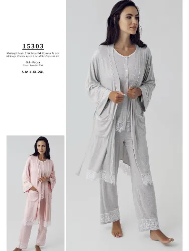 Artış 15303 Sabahlıklı Pijama Takım