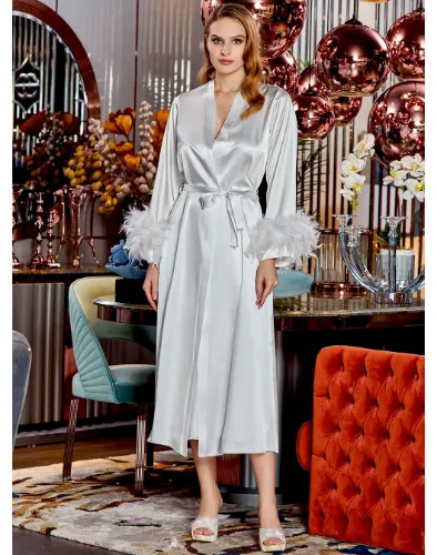 Linea Donatella | Intimates & Sleepwear | Linea Donatella Satin Robe Sm  Ivory Lace Chemise Belted Wrap Polka Dot | Poshmark