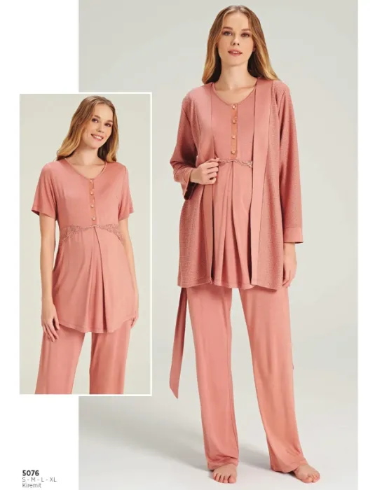 Feyza 5076 Sabahlıklı Hamile Pijama Takım