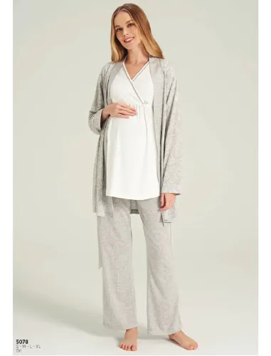 Feyza 5078 Sabahlıklı Hamile Pijama Takım