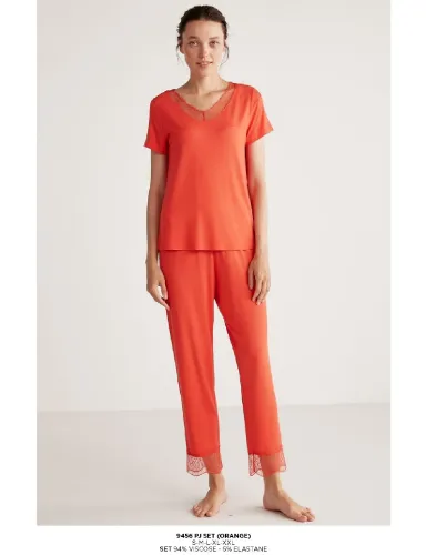 Penye Mood 9456 Pajamas Set - Orange
